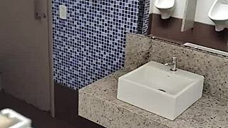 jerking small cock in public toilet