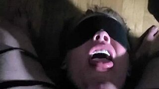hey watch me jerk off over bound milf's blindfolded face teasing