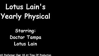 Lotus lains spreads ass in latex gloves for patient pov exam