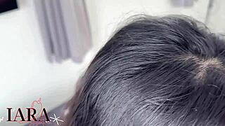 Curvy Brazilian tanned beauty bends over for mailman doggystyle creampie