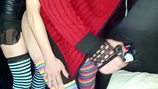 i fuck boyfriend's ass hard with strapon til his cock explodes