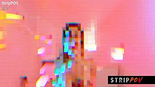 raver slut strips, shakes ass, laps dances then blows cock at wild party