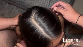 petite latina student in uniform chats with two techs about her ac repair