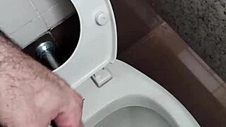 jerking small cock in public toilet