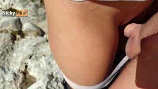 cumming hard in girlfriend's dirty panties before mountain hike