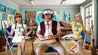 Torcelini Halloween Witch Teacher Rides Broomstick in Shaved Pussy Lesson