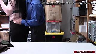 Teen shoplifter with big tits and ass gets fucked hard by LP officer at work!