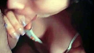 Slutty Glasses Latina Girlfriend Gives Excellent Deep Blowjobs