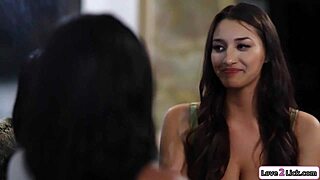 brunette shares her ebony girlfriend's shaved pussy with hot asian babe threesome