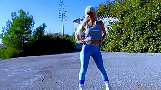 Blonde cougar in yoga leggings, drain my full balls with your deepthroat skills!