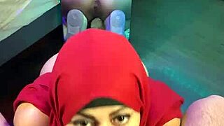wife mia niqab shakes ass in thong mirror before swallowing hubby's cum