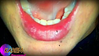 karen swirls huge cum load on tongue in slow motion tease