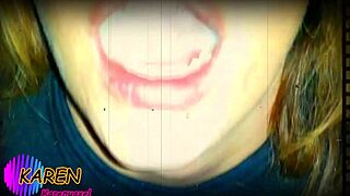 karen swirls huge cum load on tongue in slow motion tease