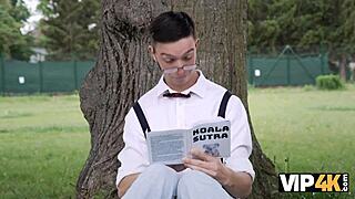 Blonde mature cougar seduces with natural tits in long creampie game