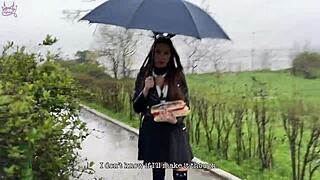 innocent tanned petite girl flashes braces for daddy's creampie