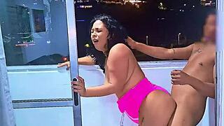 latina slut sucks fucks on medellin balcony cars pass by wet public whore action